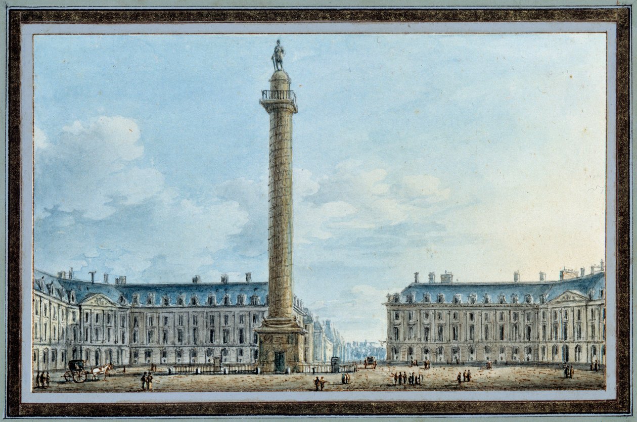 Zicht op de bellic kolom op Place Vendome in Parijs door Victor Jean Nicolle