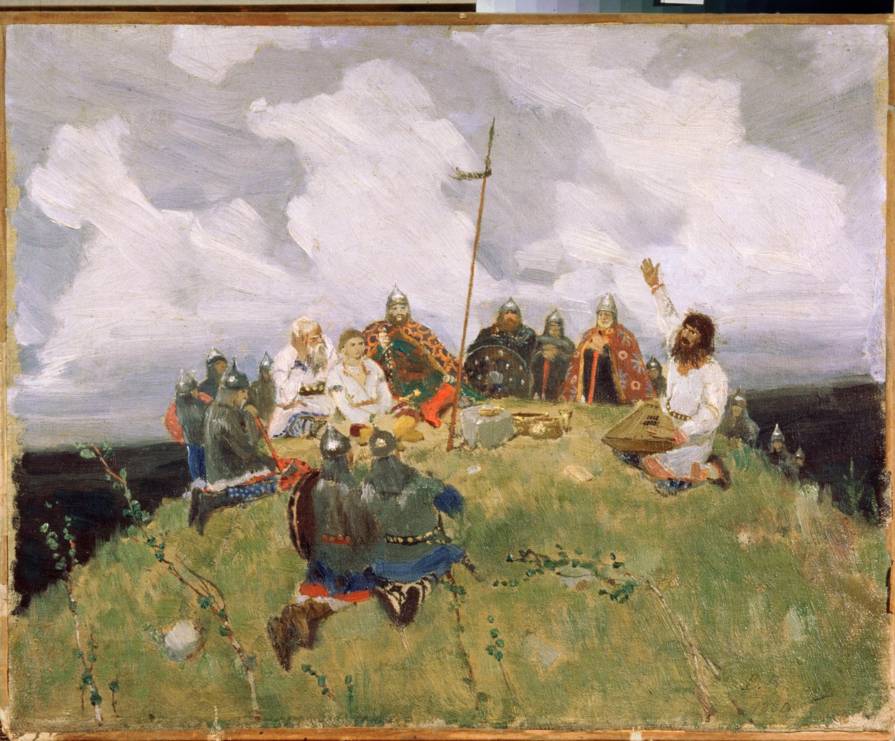 Boyan speelt gusli in de 11e eeuw door Victor Mikhailovich Vasnetsov