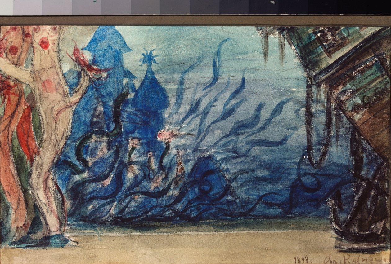 Decorontwerp voor de opera Sadko van N. Rimsky-Korsakov door Victor Mikhailovich Vasnetsov