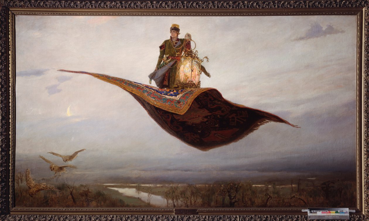 Rijden op een vliegend tapijt door Victor Mikhailovich Vasnetsov