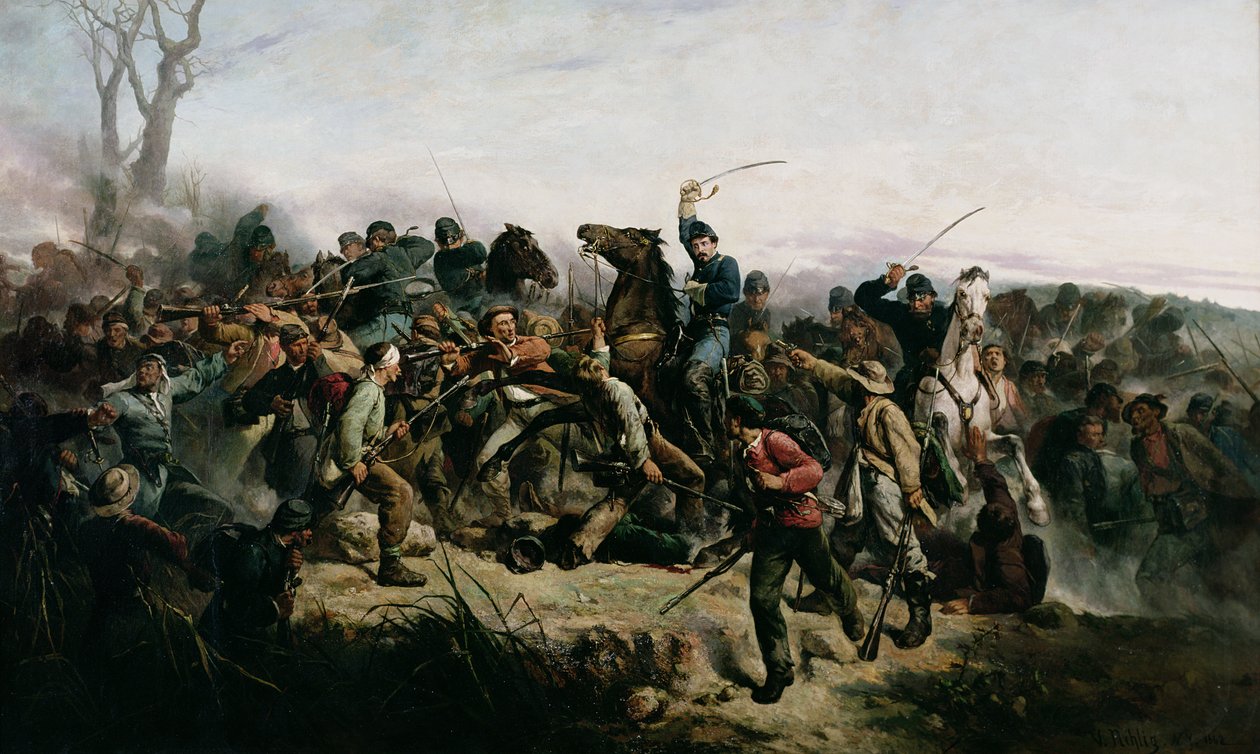 De Cavalerieaanval van Lt. Henry B. Hidden, 1862 door Victor Nehlig