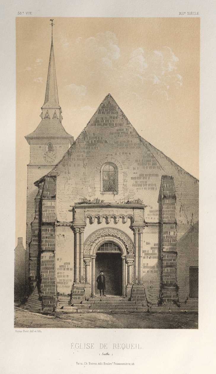 Kerk van Requeil (Sarthe) door Victor Petit