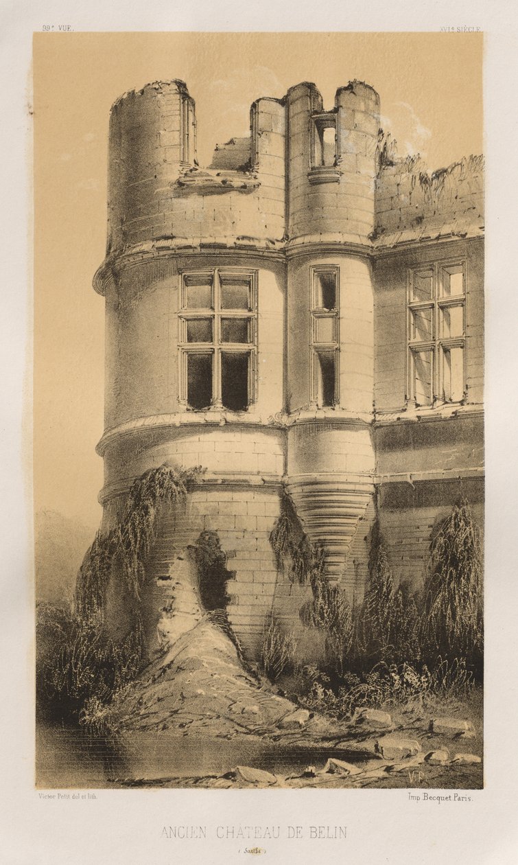 Ancien Château de Belin (Sarthe) door Victor Petit