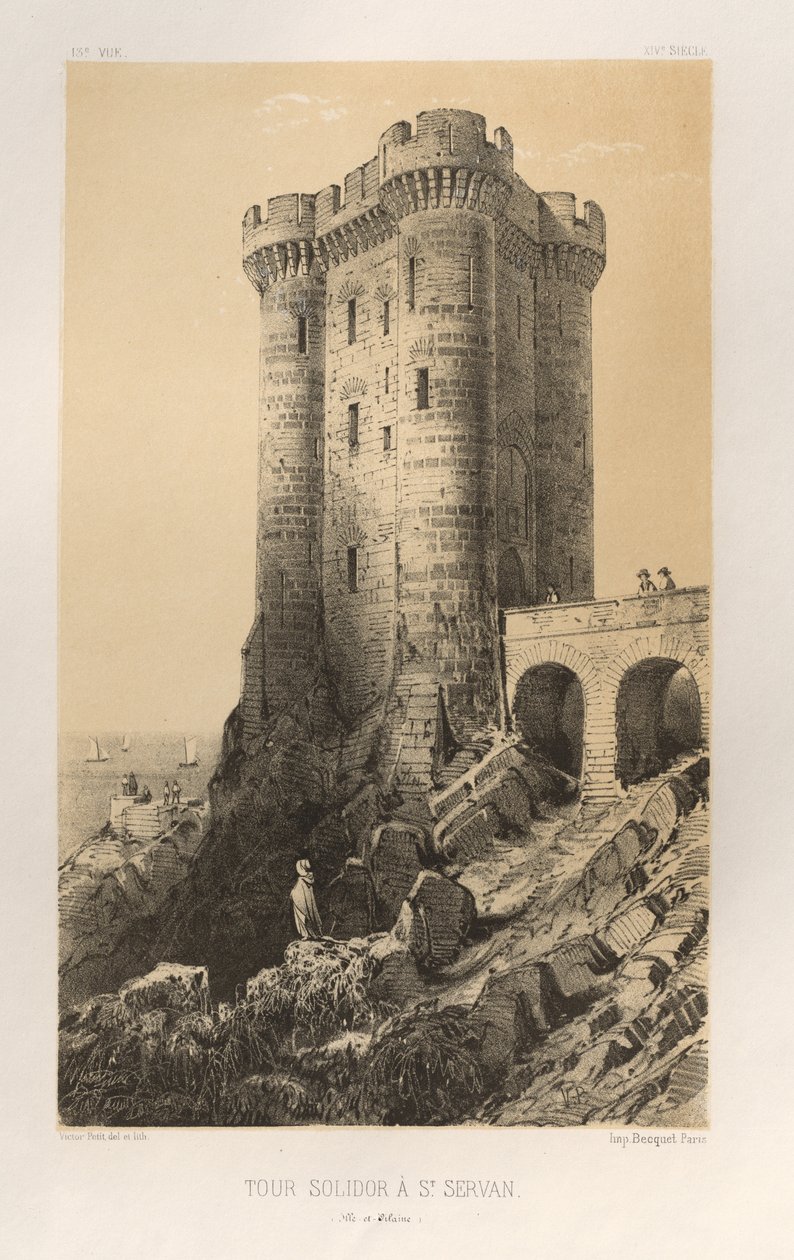 Pittoreske Architectuur of Monumenten van de 15e en 16e Eeuw: Kastelen van Frankrijk uit de 15e en 16e Eeuw: Pl.13, Solidor Toren in St. Servan (Ille-et-Vilaine) door Victor Petit
