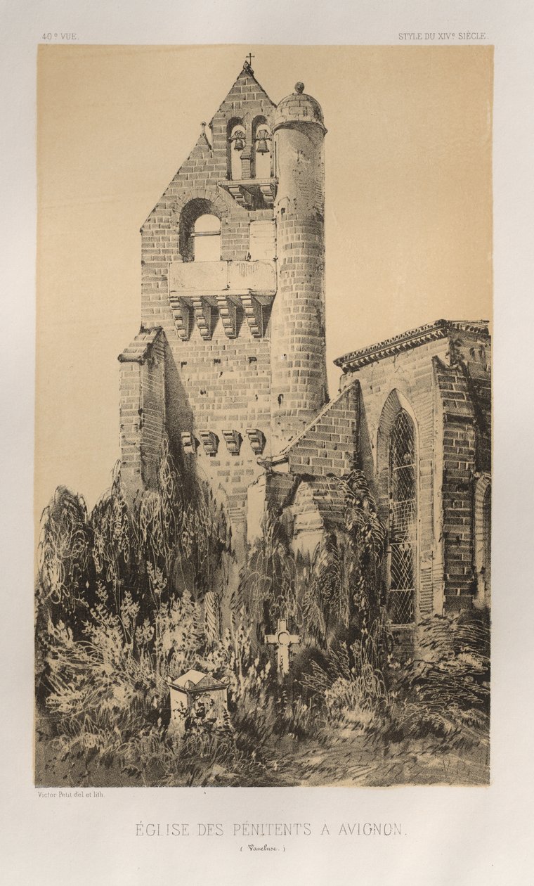 Kerk van de Penitenten in Avignon (Vaucluse) door Victor Petit