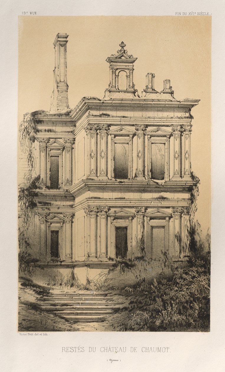 Pl. 19, Resten van het Kasteel van Chaumot Yonne, 1860 door Victor Petit