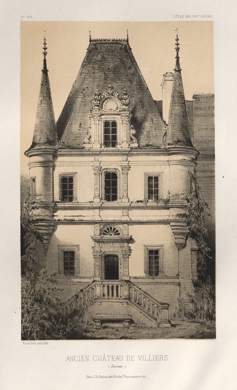 ...Pl. 1, Ancien Chateau de Villiers Somme, 1860 door Victor Petit
