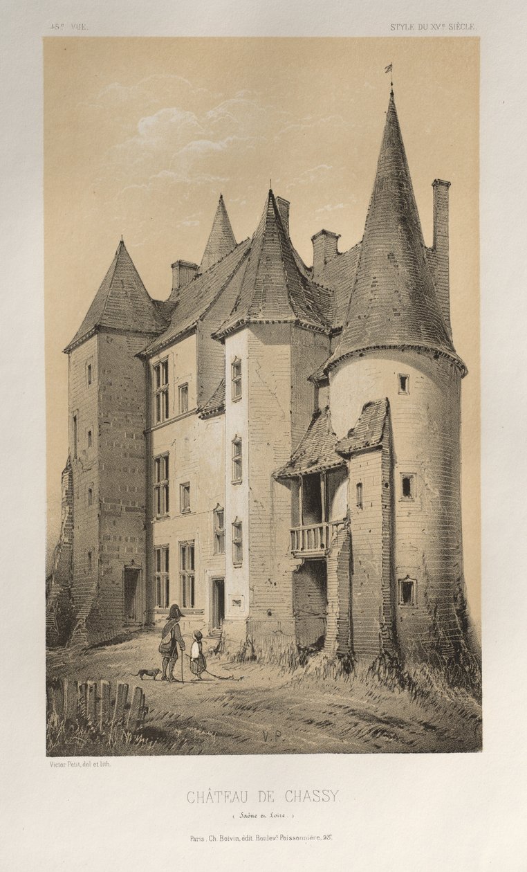 ...Pl. 45 Château De Chassy Saône et Loire, 1860 door Victor Petit