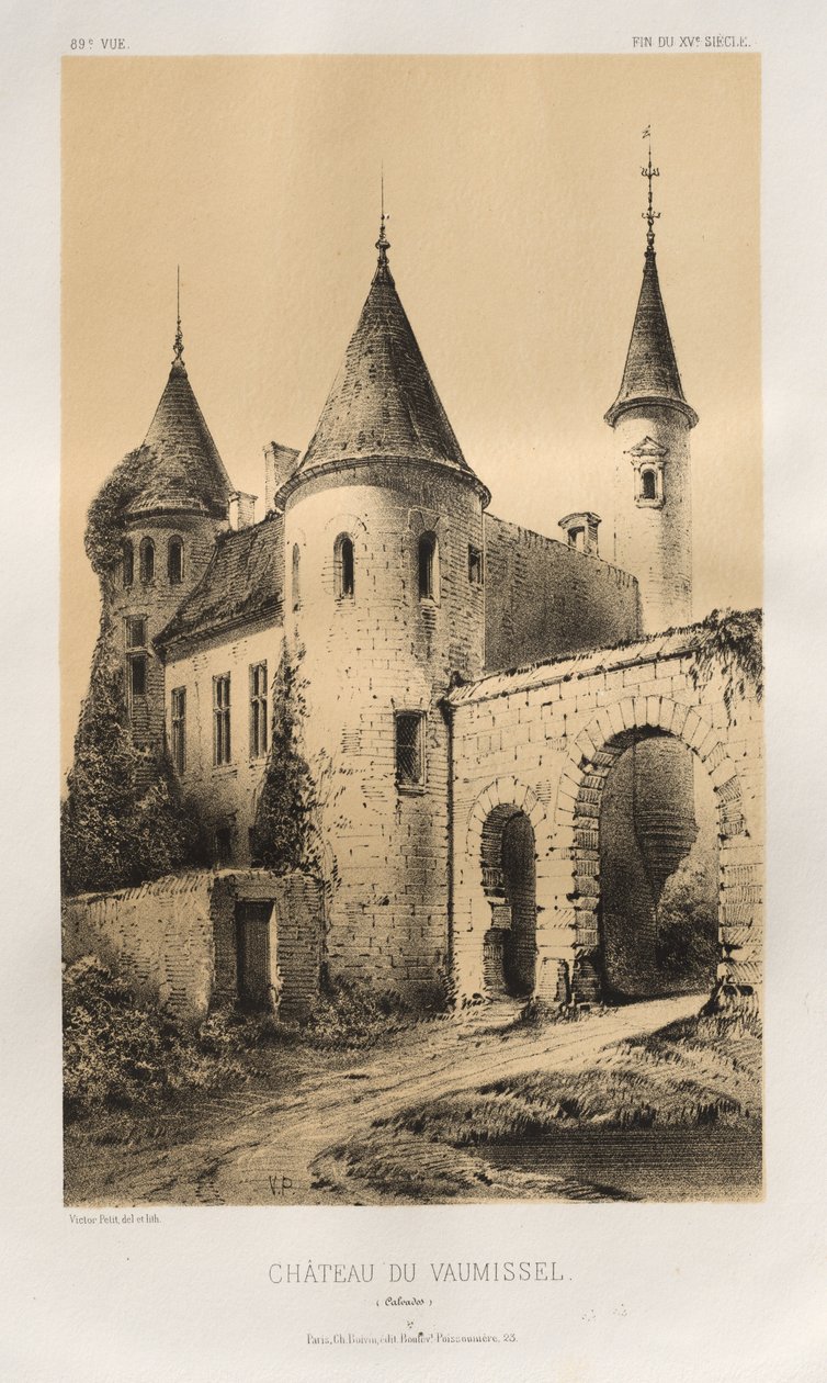 Plaat 89, Château du Vaumissel Calvados, 1860 door Victor Petit