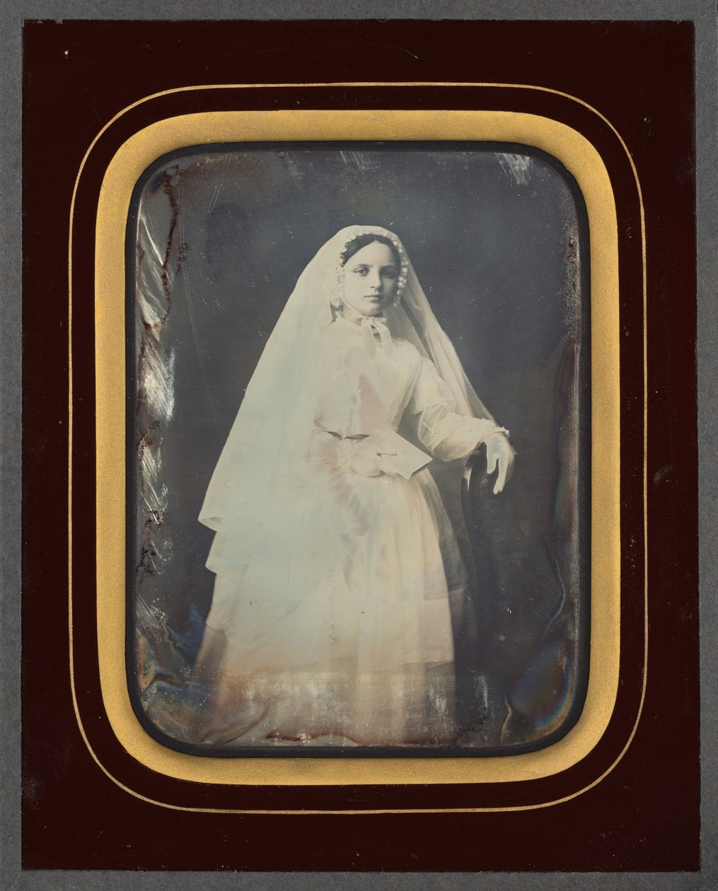 Portret van een meisje,c. 1853 (foto) door Victor Plumier