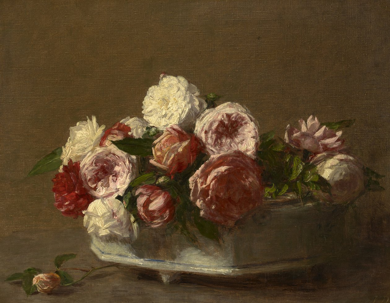 Rozen in een porseleinen planter, ca. 1875?-1900 door Victoria Dubourg