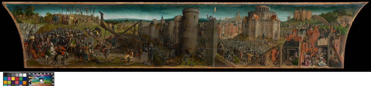 Verovering van Jeruzalem door Titus (predella) door Vienna Master of Mary of Burgundy