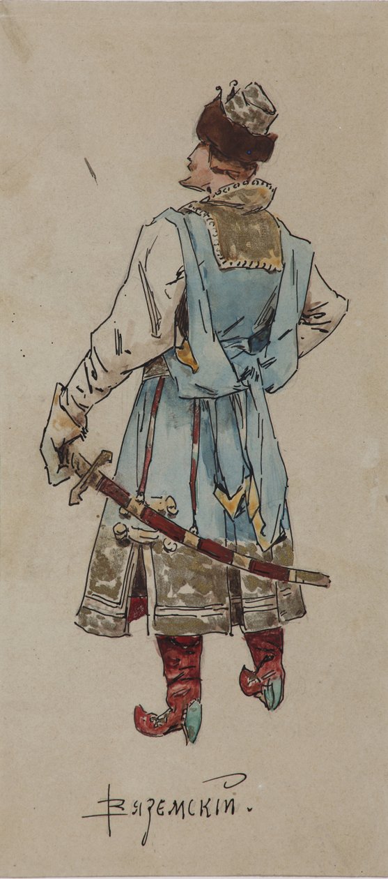 Kostuumontwerp voor de opera De Koopman Kalashnikov door A. Rubinstein, 1901 door Viktor Andreyevich Simov