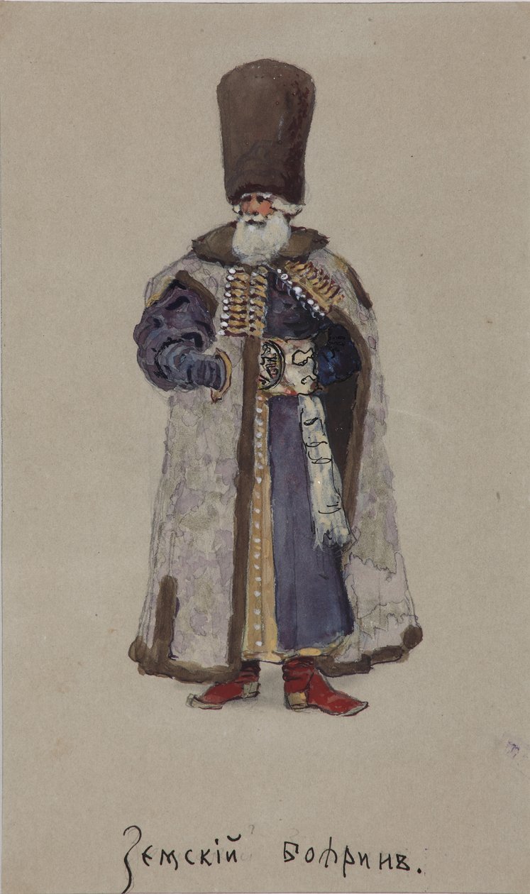 Kostuumontwerp voor de opera De Koopman Kalashnikov door A. Rubinstein, 1901 door Viktor Andreyevich Simov