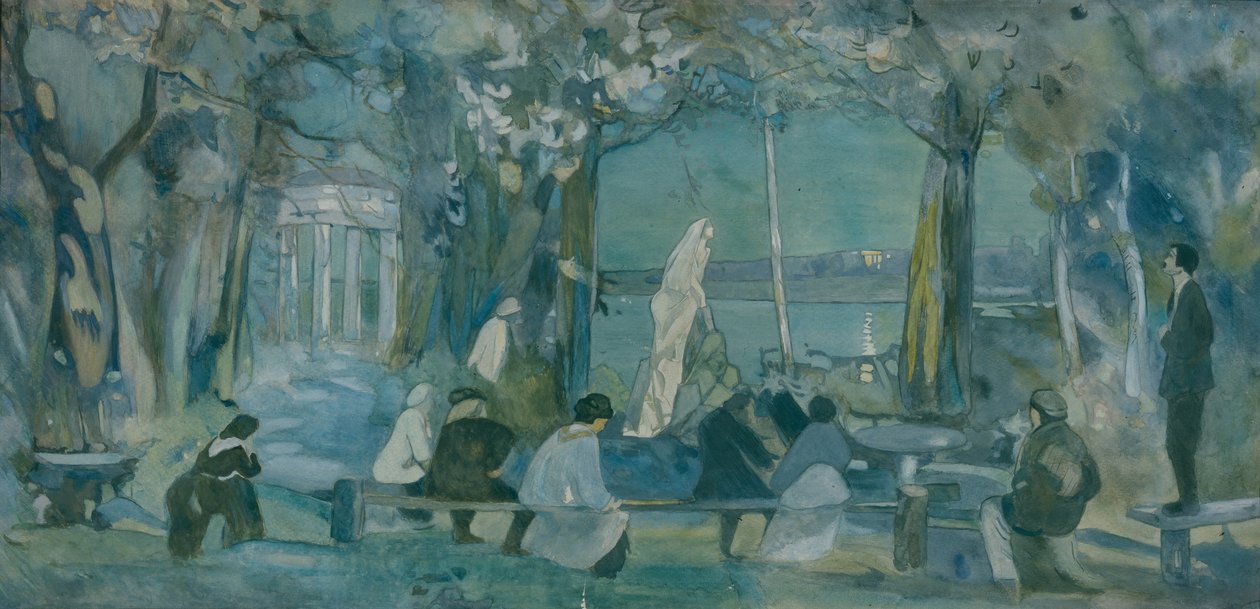 Toneelontwerp voor het stuk De Meeuw van A. Tsjechov, 1898 door Viktor Andreyevich Simov