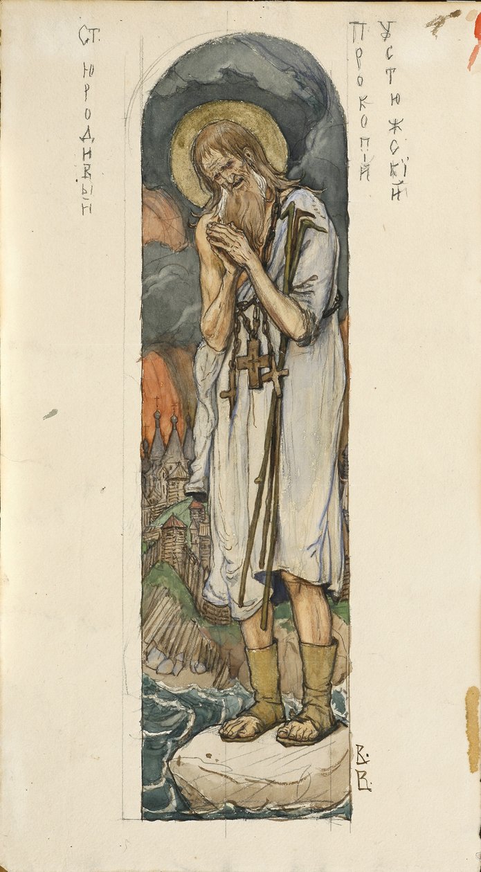 Sint Prokopius van Ustyug Studie voor fresco