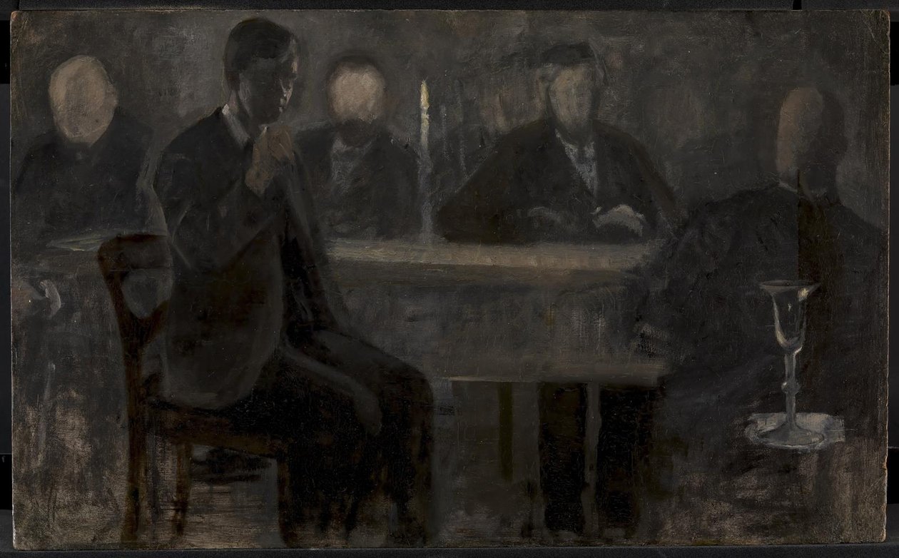 Vijf portretten. Studie voor schilderij in Thielska Galleriet, Stockholm door Vilhelm Hammershøi
