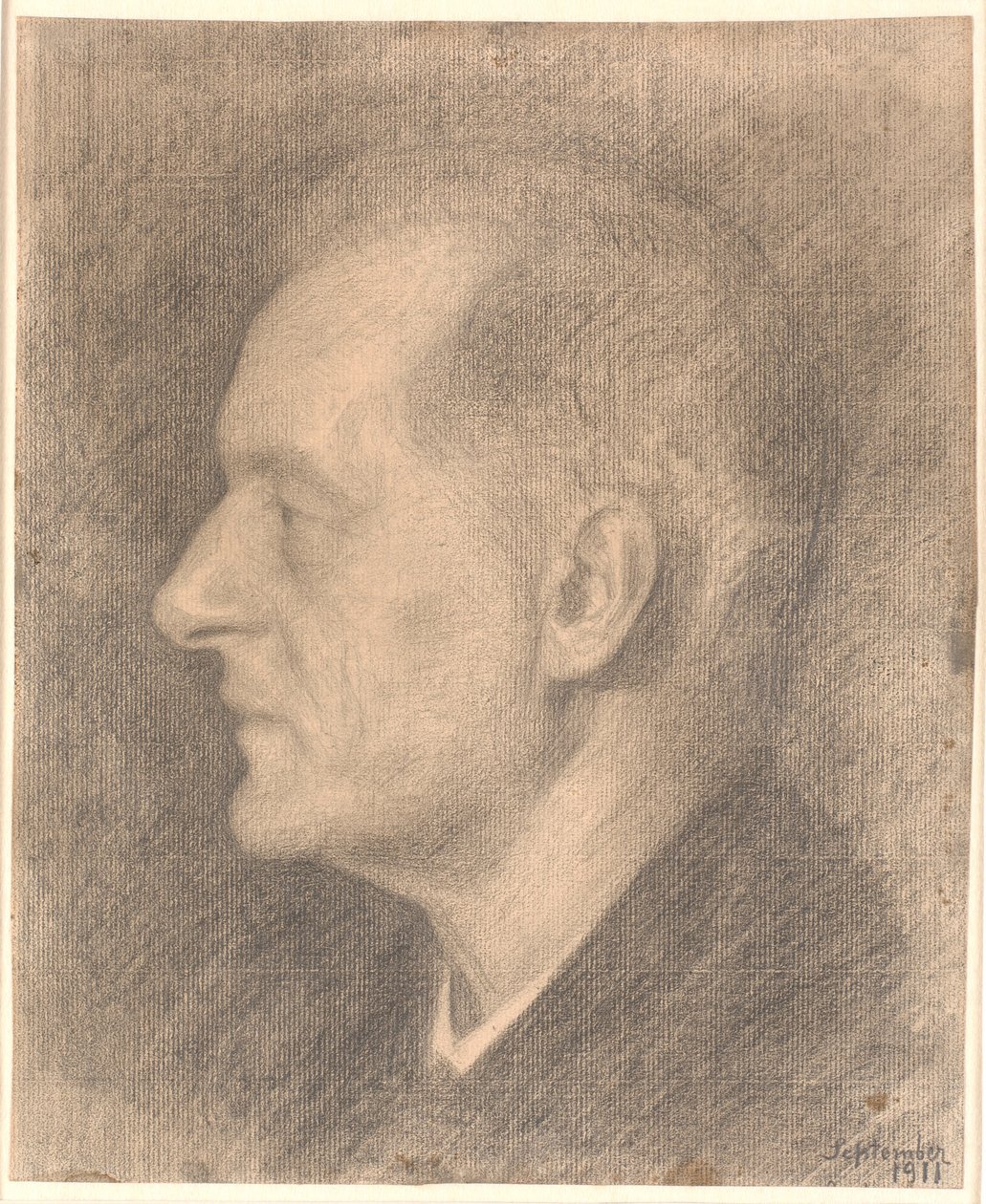 Portret van Alfred Bramsen, profiel enz. door Vilhelm Hammershøi