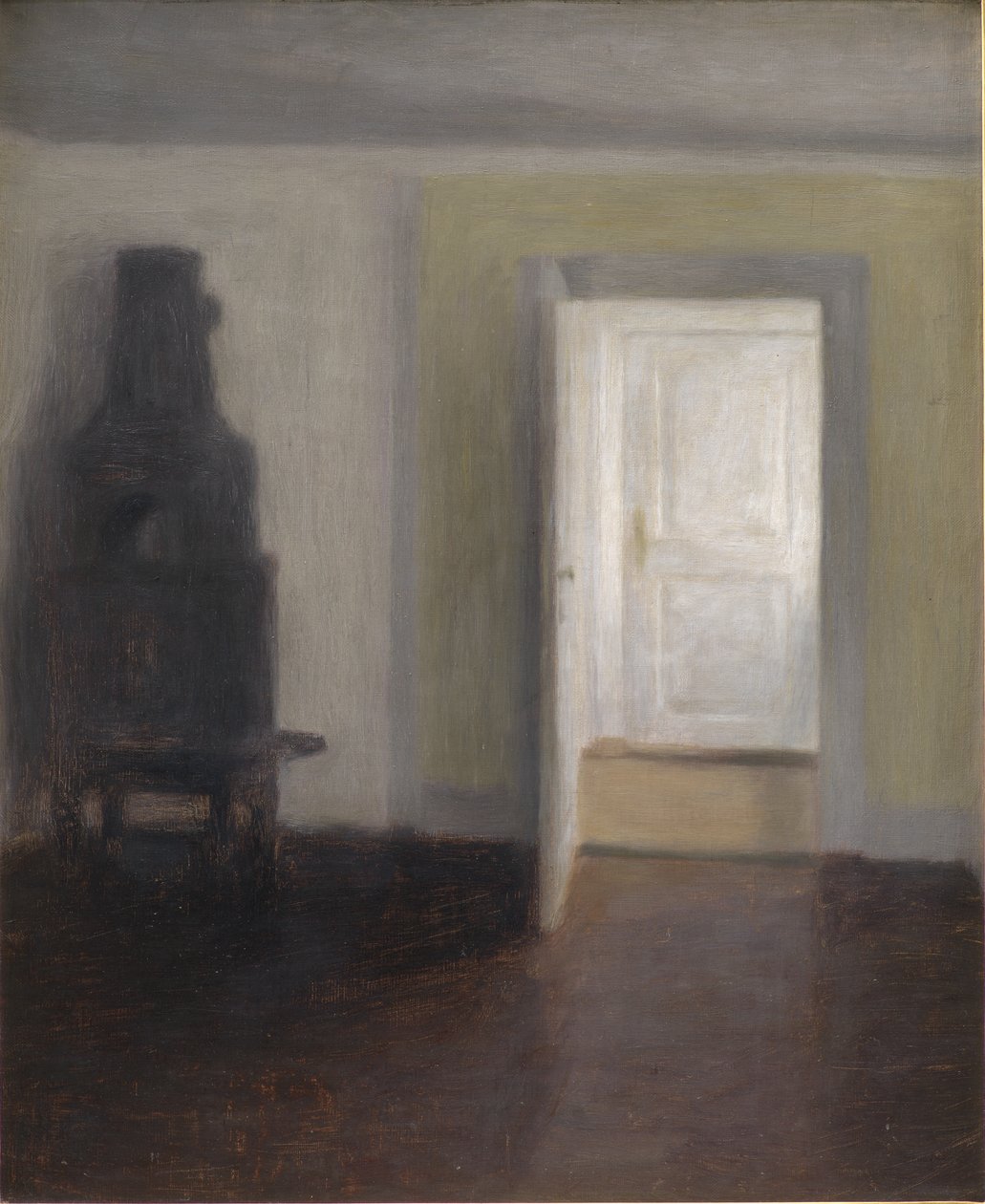 Interieur. Een oude kachel door Vilhelm Hammershøi