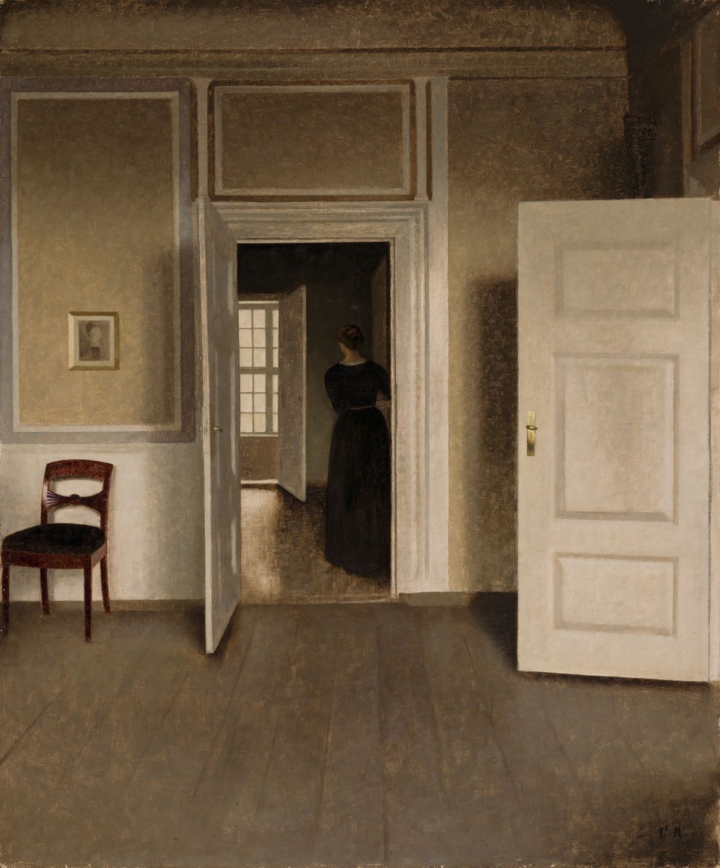Interieur uit het huis van de kunstenaar door Vilhelm Hammershøi