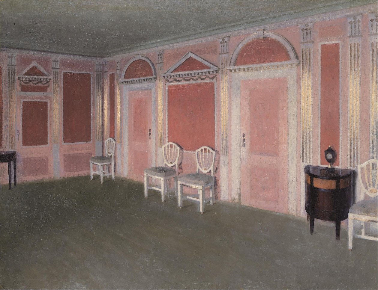 Interieur in Lodewijk XVI-stijl. Uit het huis van de kunstenaar. Rahbeks Allé door Vilhelm Hammershøi