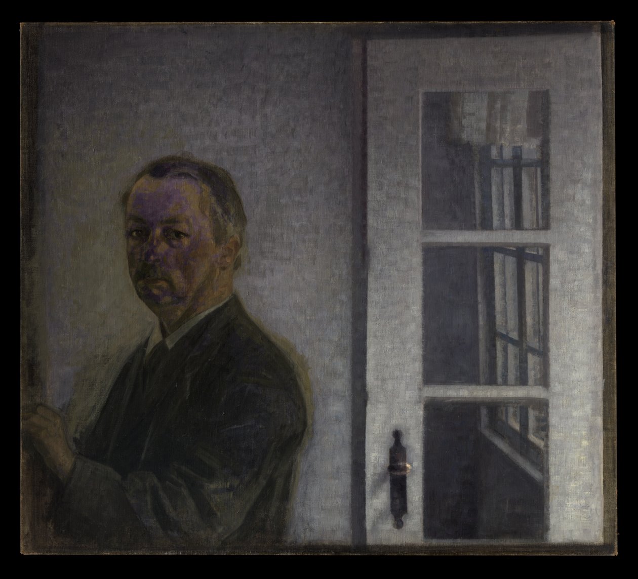 Zelfportret bij Spurveskjul door Vilhelm Hammershøi