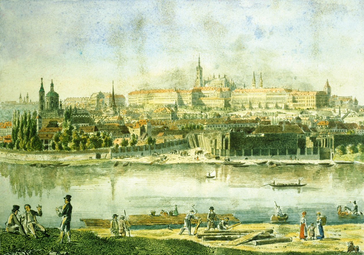 Praagse Burcht en een deel van de Kleine Zijde, 1825 door Vincenc Morstadt