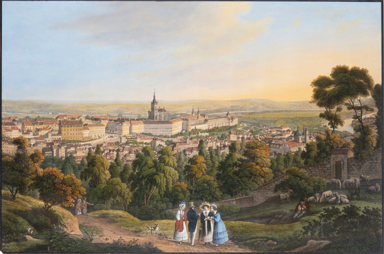 Praagse Kasteeldistrict Hradcany, ca. 1830 door Vincenc Morstadt
