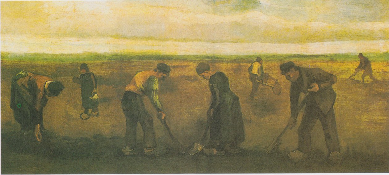 Boeren die aardappelen planten door Vincent van Gogh