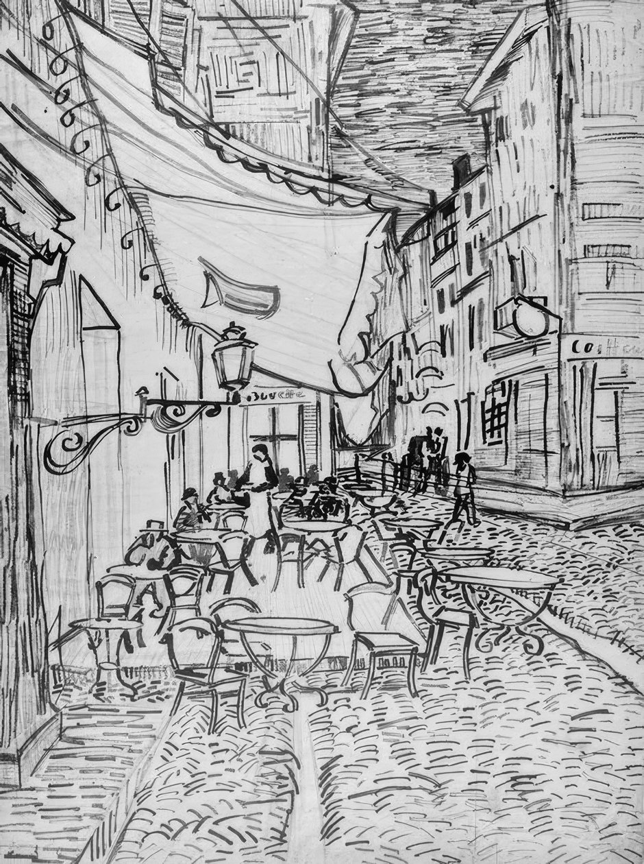 Caféterras bij nacht door Vincent van Gogh