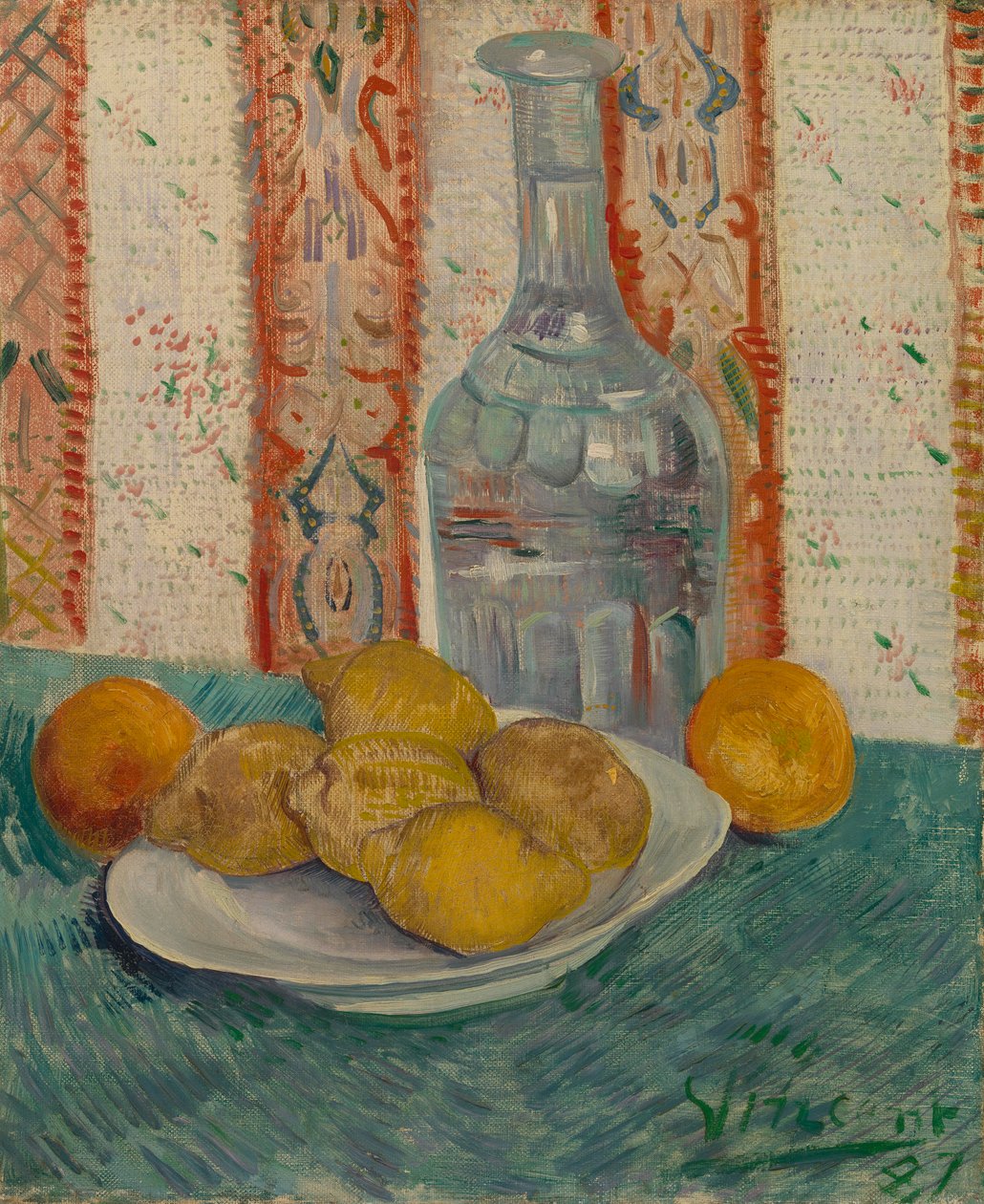 Karaf en schaal met citrusvruchten door Vincent van Gogh