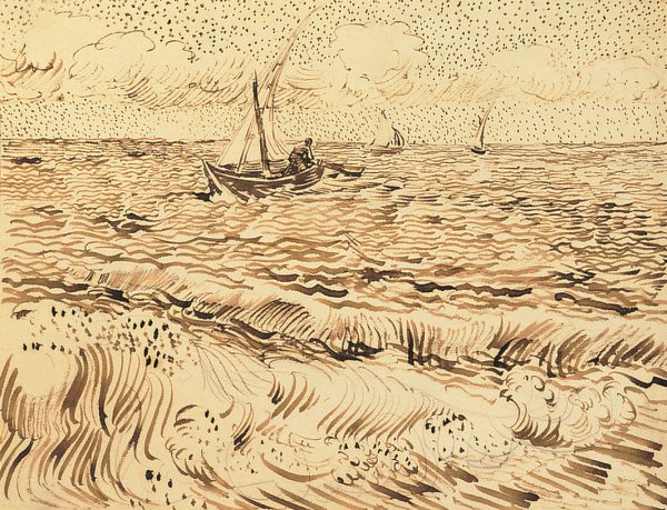 Vissersboten in Saintes-Maries-de-la-Mer door Vincent van Gogh