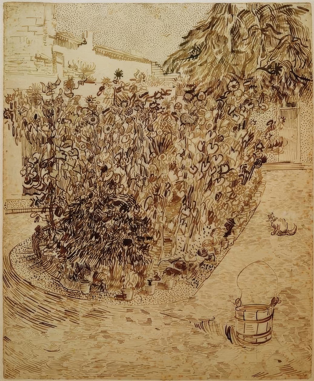 Tuin van een badhuis door Vincent van Gogh