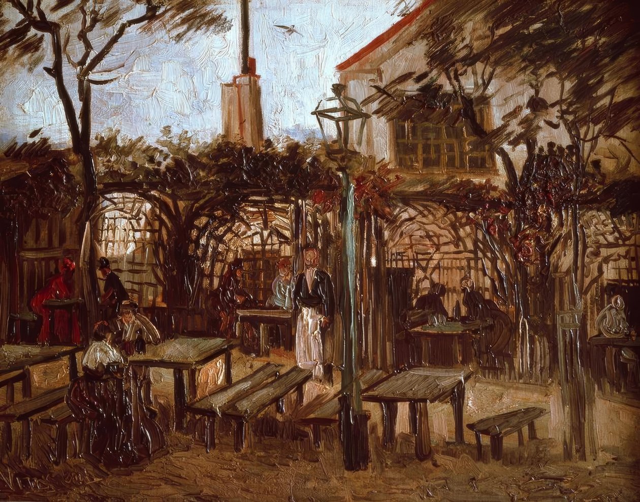 Tuinrestaurant La Guinguette op Montmartre door Vincent van Gogh