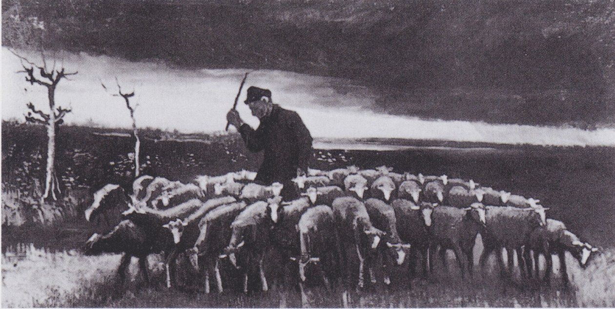 Herder met Schaapskudde (Na de Storm) door Vincent van Gogh