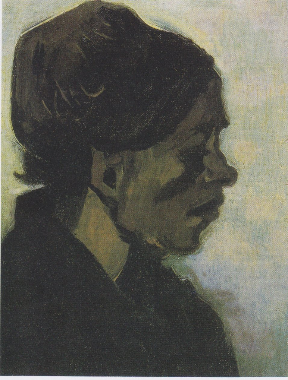 Hoofd van een Barbanter boerin met donkere kap door Vincent van Gogh