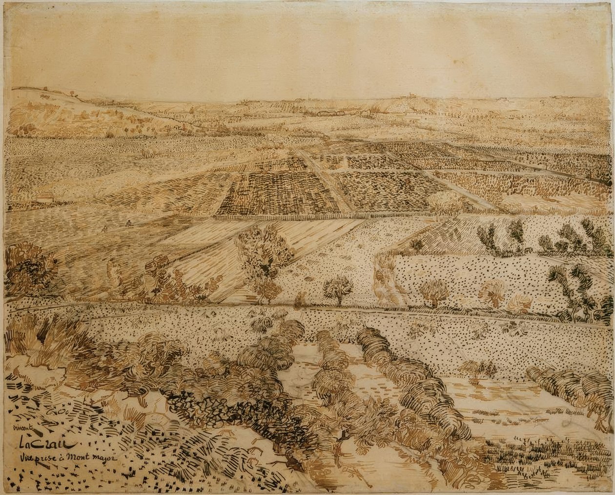 La Crau gezien vanaf Montmajour door Vincent van Gogh
