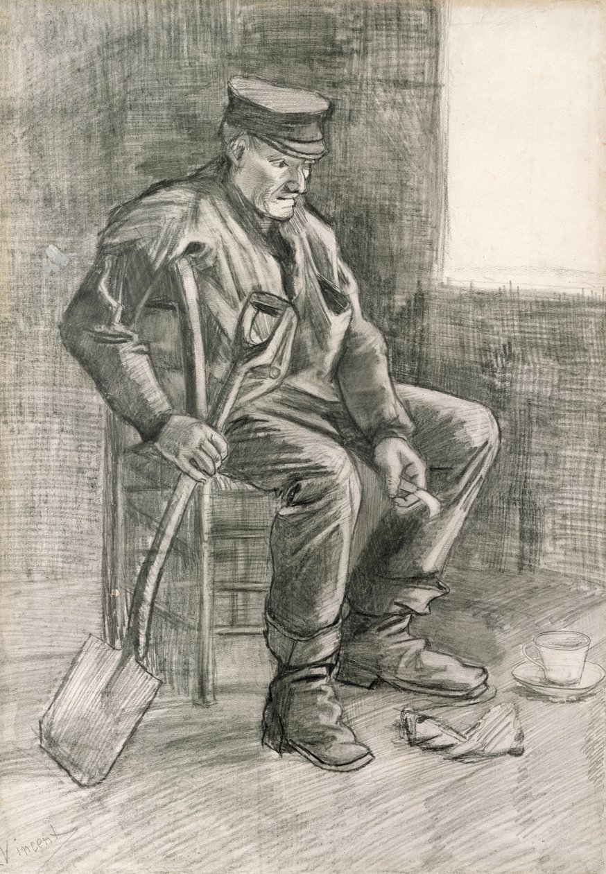 Man met een Spade Rustend, 1882 door Vincent van Gogh