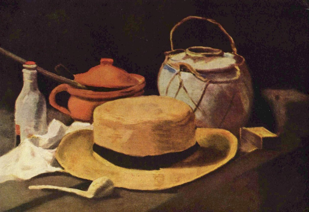 Stilleven met strohoed en pijp door Vincent van Gogh
