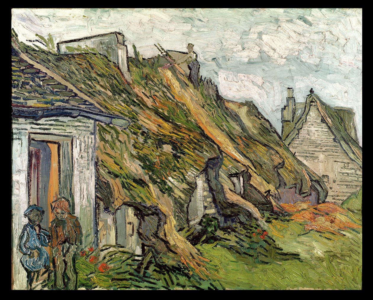 Rietgedekte huisjes in Chaponval, Auvers-sur-Oise, 1890 door Vincent van Gogh