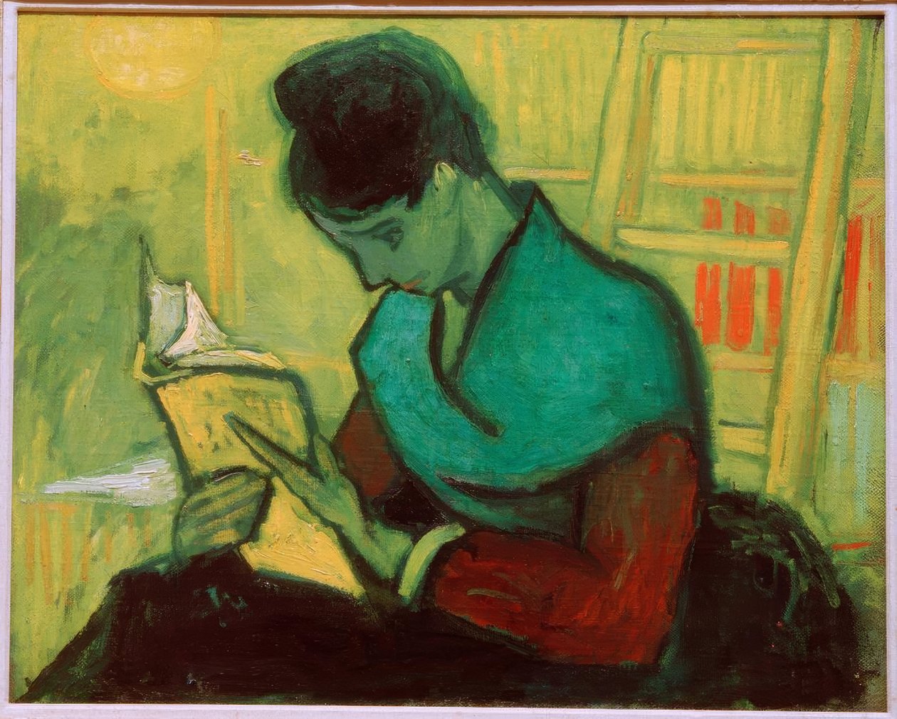 Een romanslezende vrouw door Vincent van Gogh