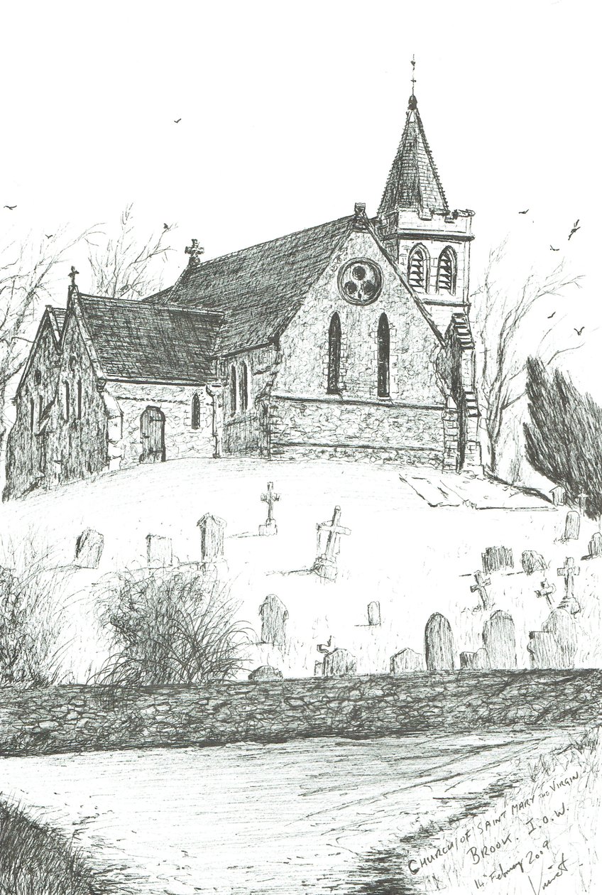 Kerk van St Mary the Virgin, Brook, I.O.W. door Vincent Alexander Booth