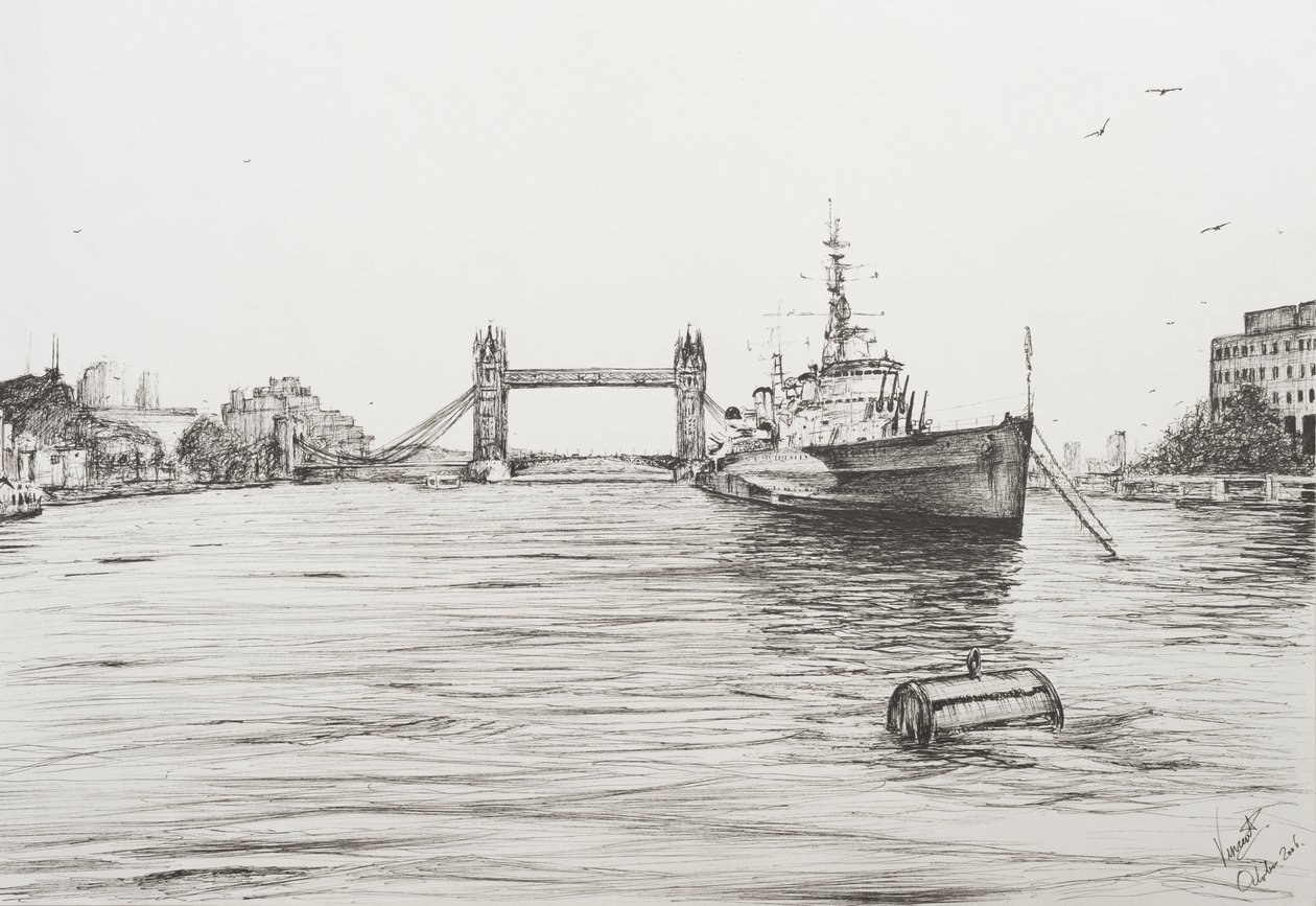 HMS Belfast op de rivier de Theems, Londen, 2006 door Vincent Alexander Booth