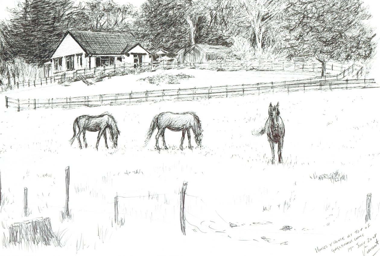 Paarden bovenaan de laan, 2008 door Vincent Alexander Booth