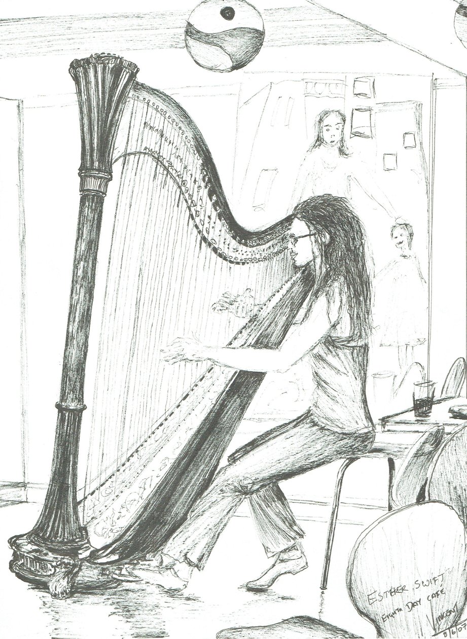 De Harpist 8e dag café Manchester, 2007 door Vincent Alexander Booth