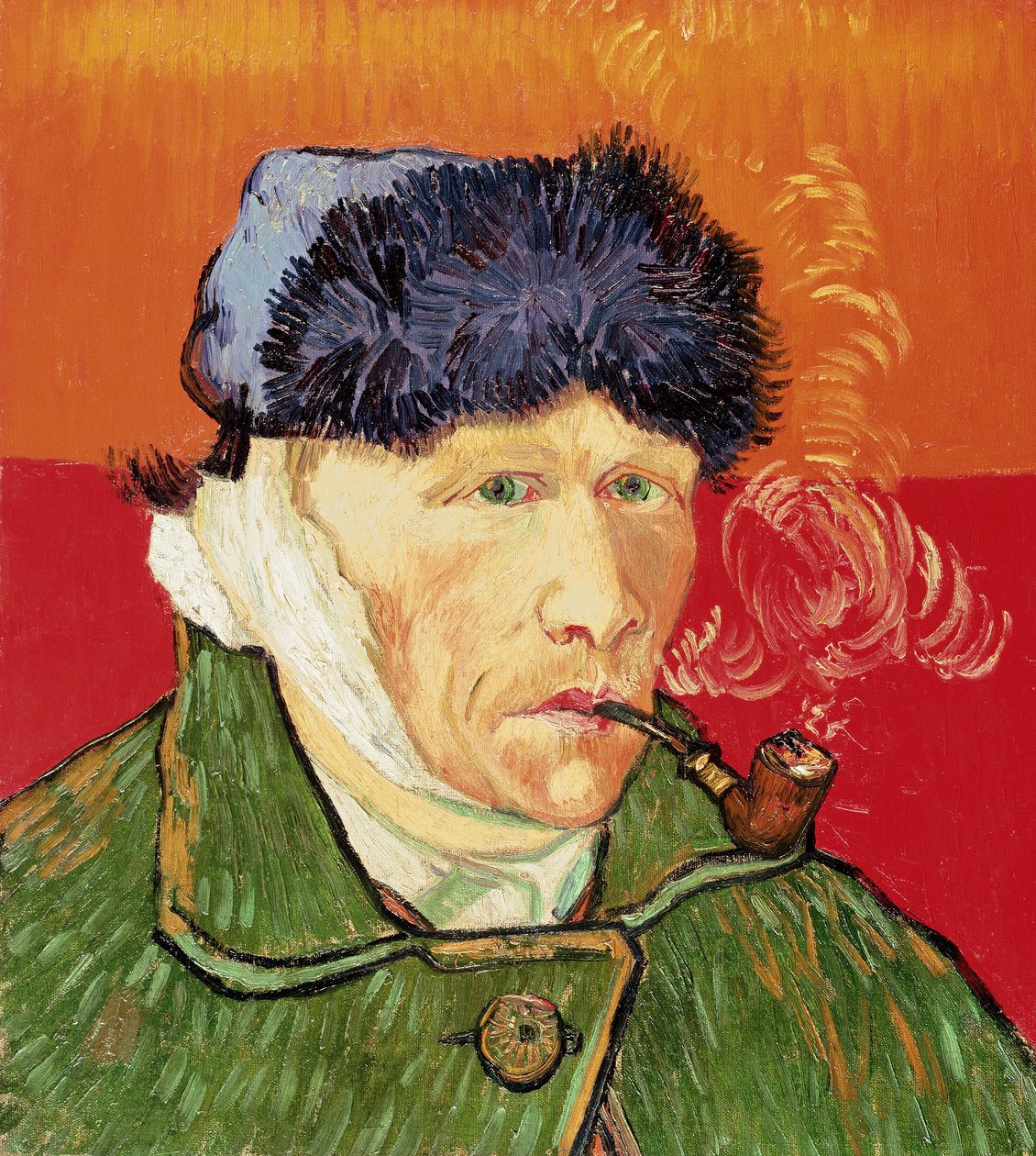 Zelfportret met verbonden oor en pijp, 1889 door Vincent van Gogh