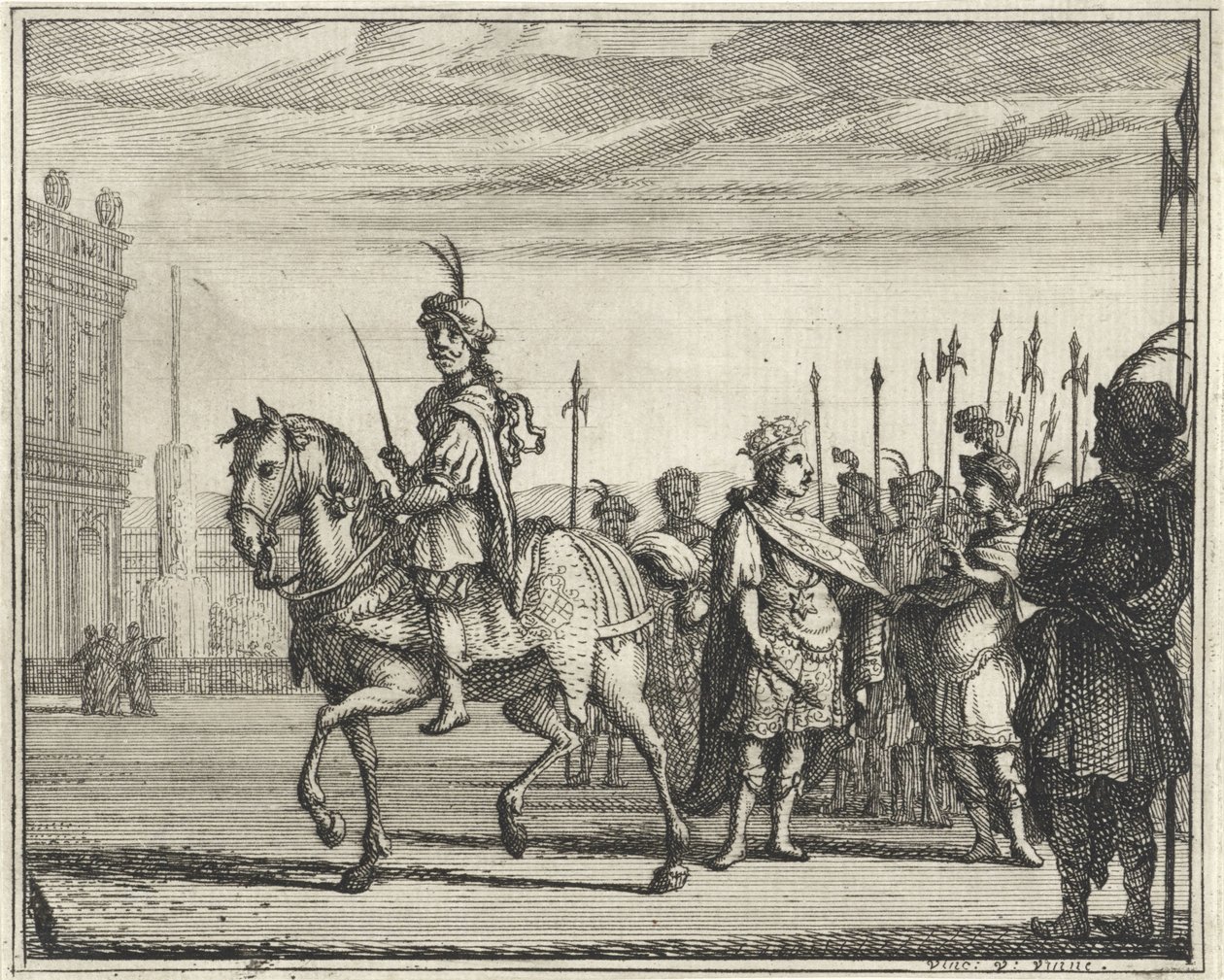 Knecht te paard en koning te voet door Vincent Laurensz. van der Vinne (II)