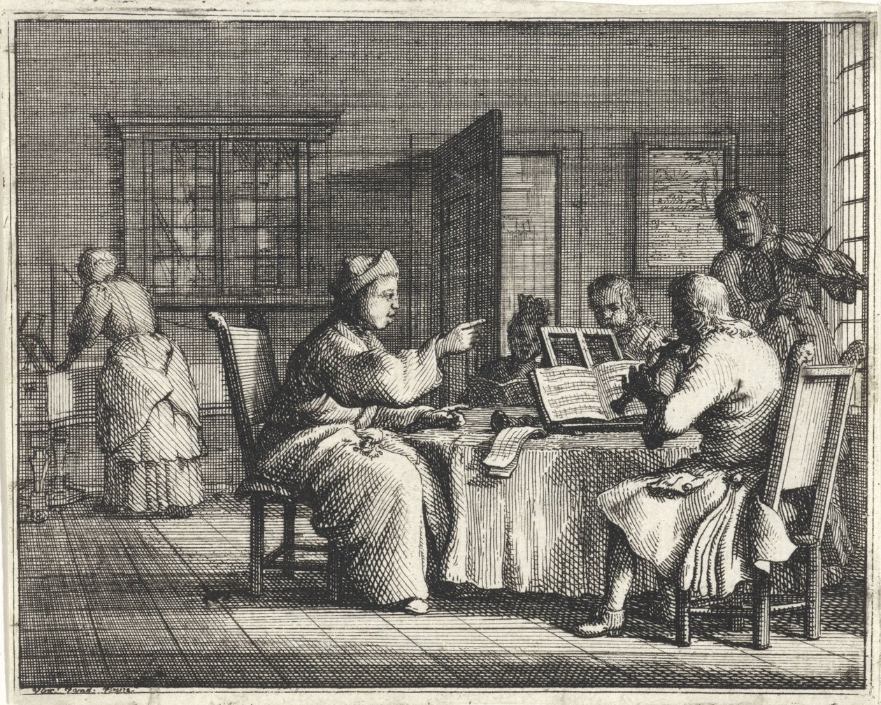 Muziekleraar met leerlingen door Vincent Laurensz. van der Vinne (II)