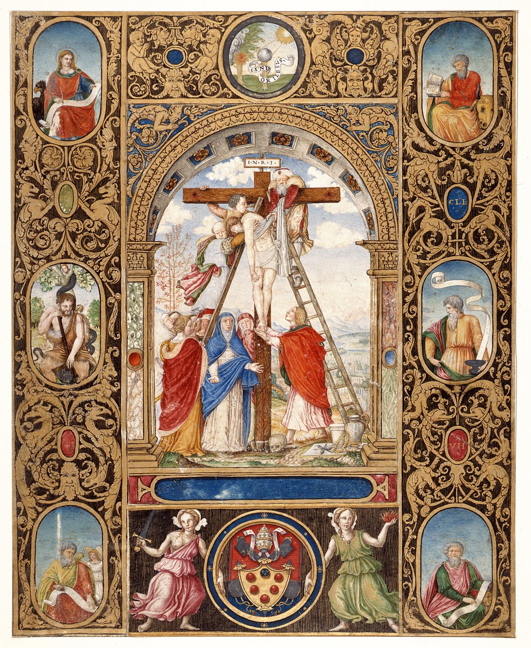 Marlay Cutting IT.34: De kruisafneming en randfragmenten van een missaal van paus Clemens VII, na 1523 door Vincent Raymond