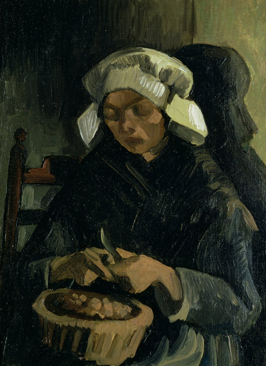 Een boer uit Neunen die aardappelen schilt, 1885 door Vincent van Gogh